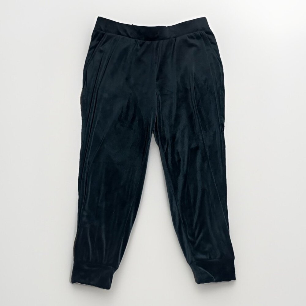 Magaschoni Pants Women’s Size 1X Black Velour Jogger Elastic Waist Soft Stretch